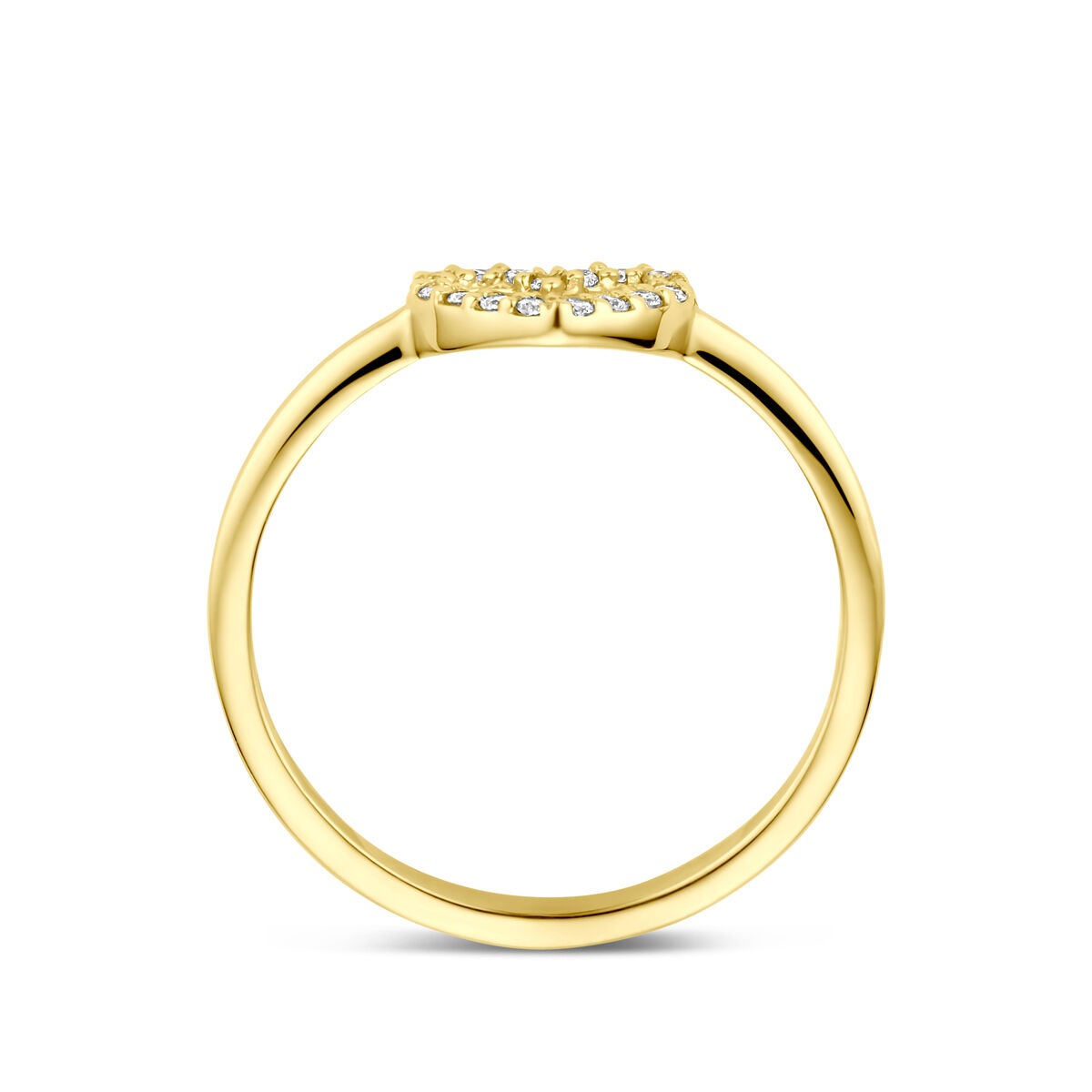 Goldener Damenring mit Herz und im Labor gezüchtetem Diamanten – 14 Karat Gelbgold