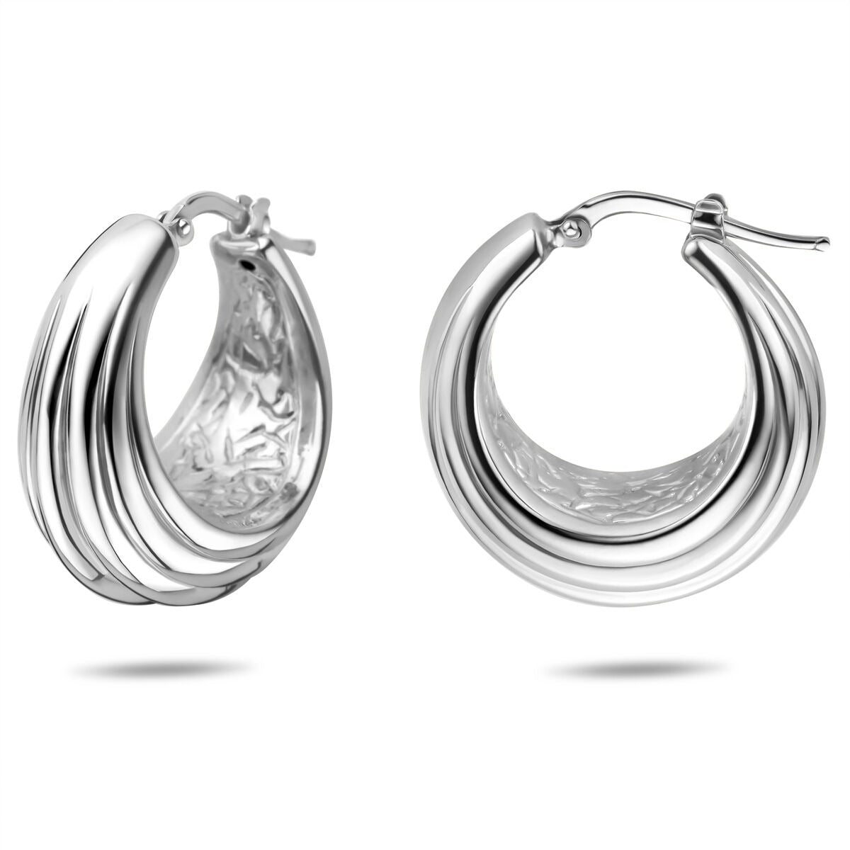 Rhodinierte 925er Silber Ohrringe 25,5 x 14 mm Damen