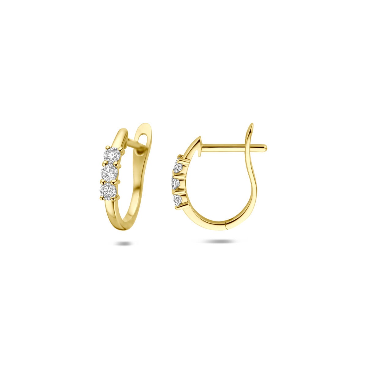 14 Karat Gelbgold Klappcreolen mit Diamant
