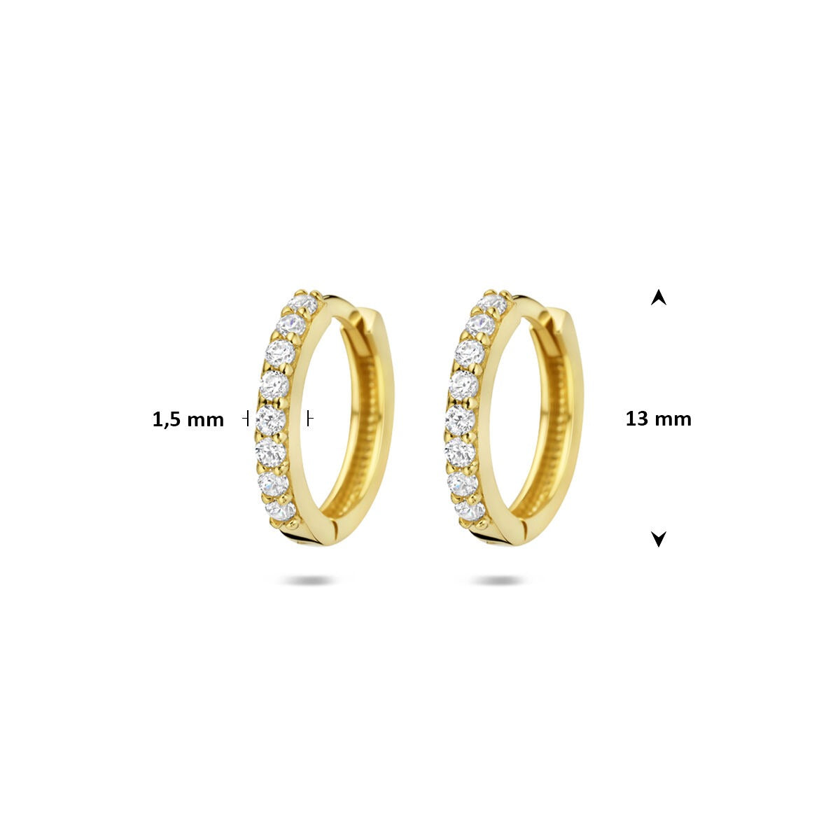 14k Gelbgold Klappcreolen mit Brillant Schliff Zirkonia
