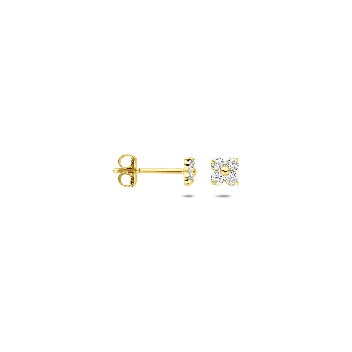 9 Karat Gelbgold Ohrstecker Blüte mit Zirkonia
