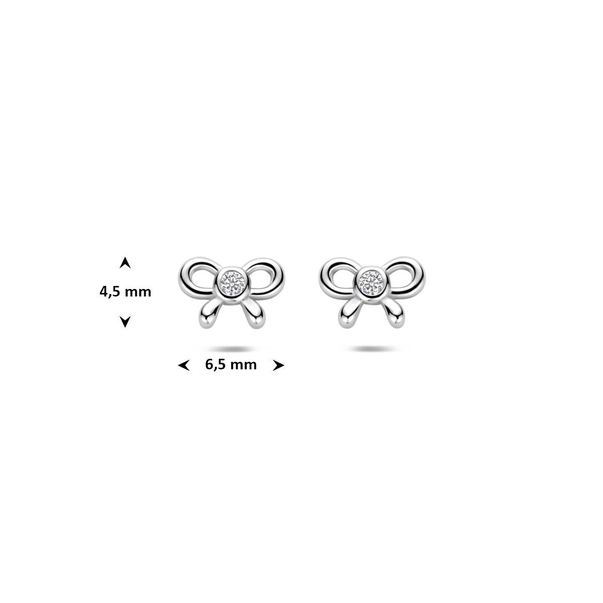 Rhodinierte Ohrstecker aus 925er Silber mit Zirkonia-Schleife