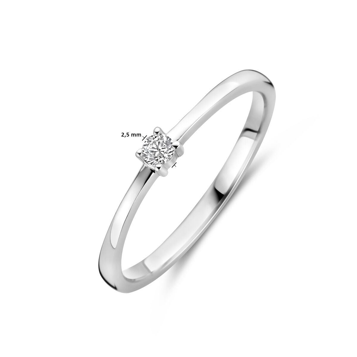 Damenring aus Silber mit Zirkonia – rhodiniertes 925er Silber, 2,5 mm breit