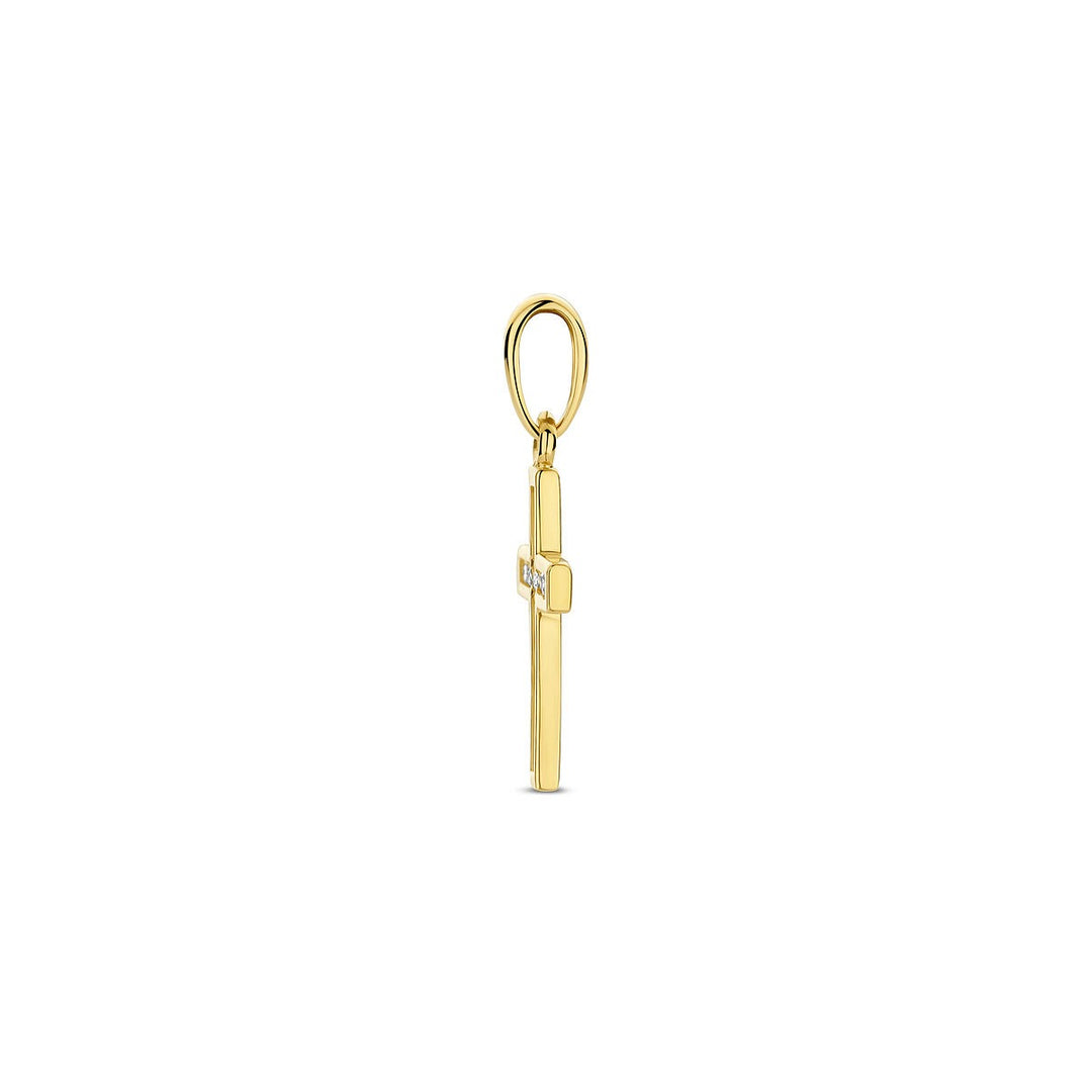 Anhänger Kreuz und Zirkonia 14K Gelbgold 