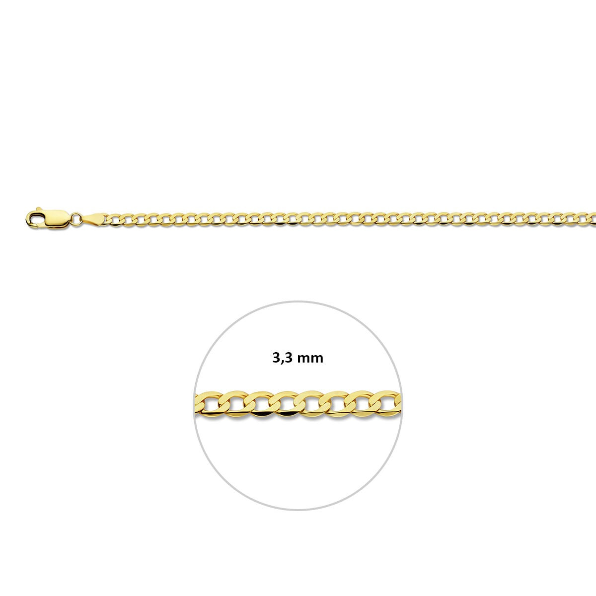 9K Gelbgold Gourmet Armband 3,3 mm