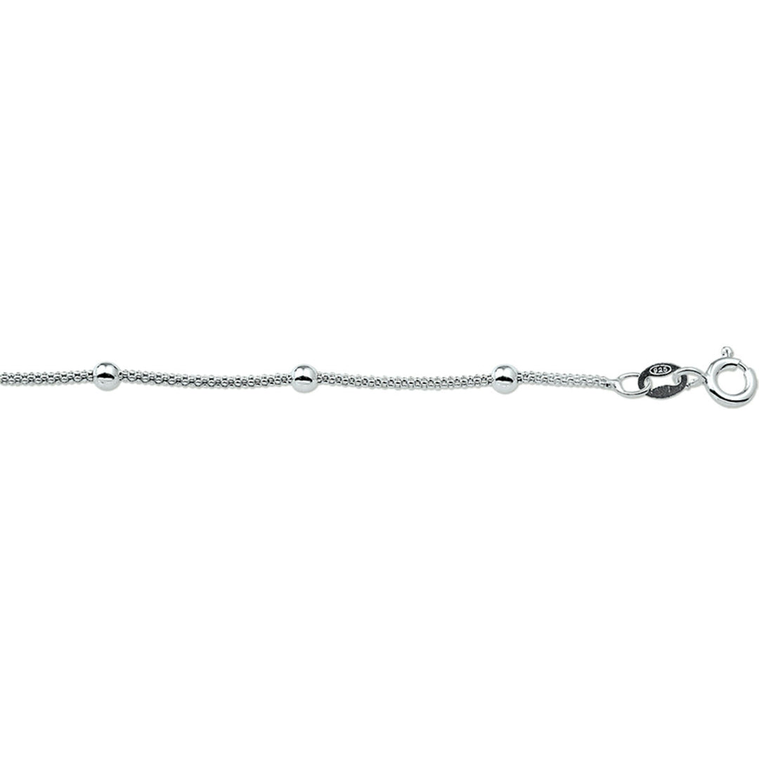 Halskette Kugeln 3,0 mm 42 + 3 cm silberweiß