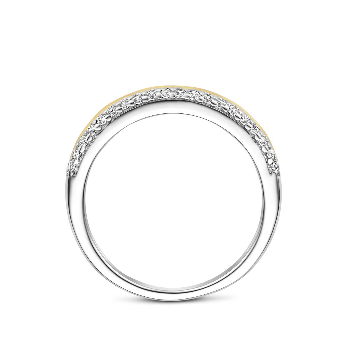 Vergoldeter und rhodinierter Silberring mit Zirkonia