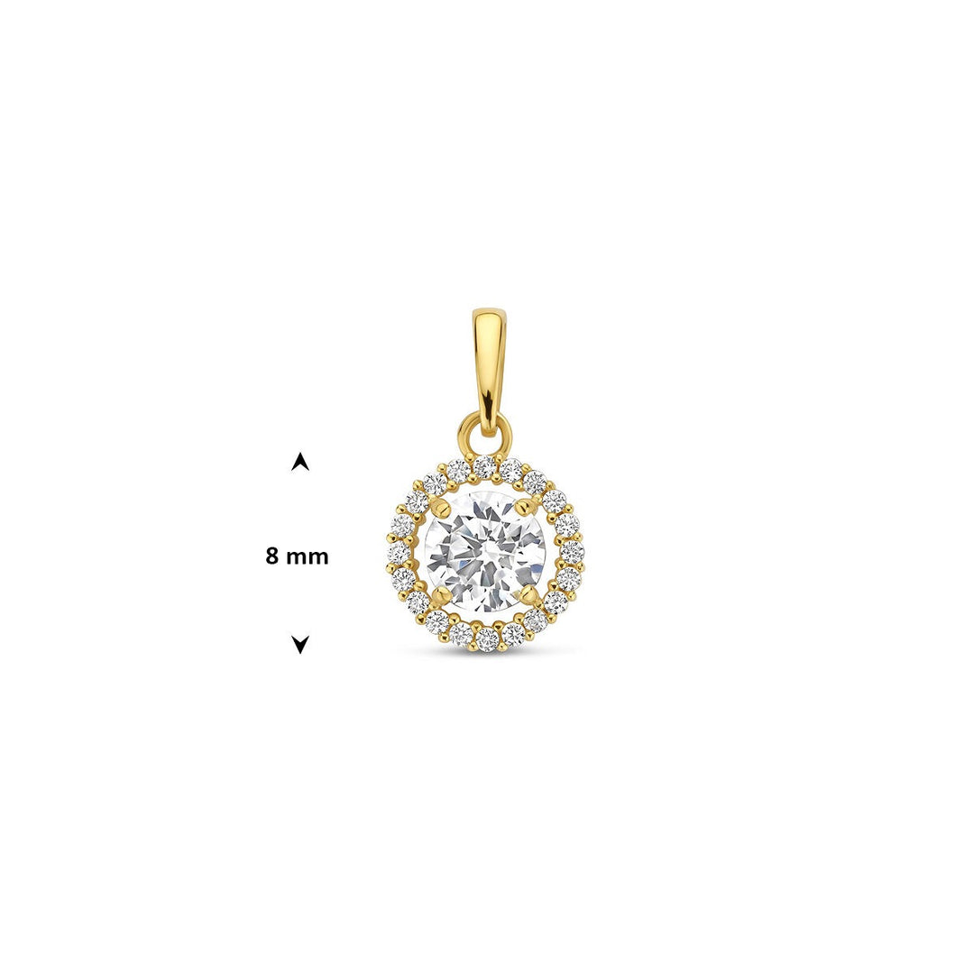 Anhänger Zirkonia Halo 14K Gelbgold