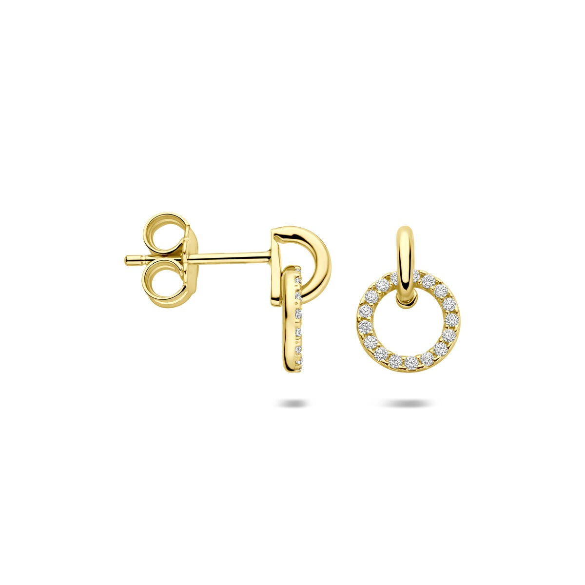 Goldohrringe 14k mit Zirkonia – Pavé-Fassung