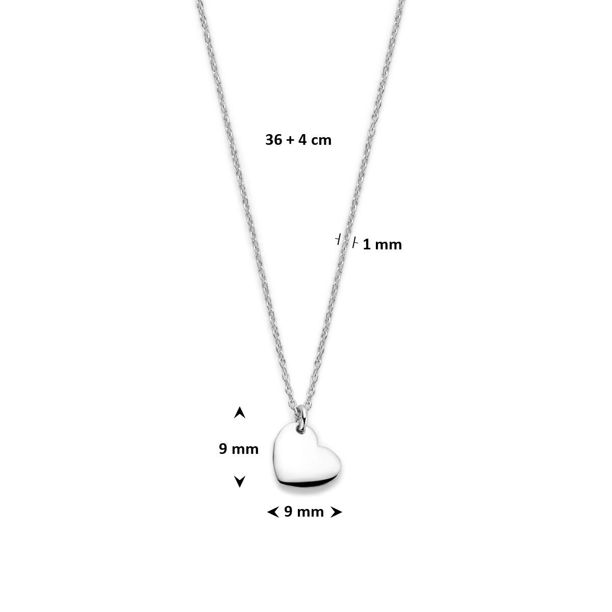 Rhodiniertes 925er Silbercollier mit Herzchen