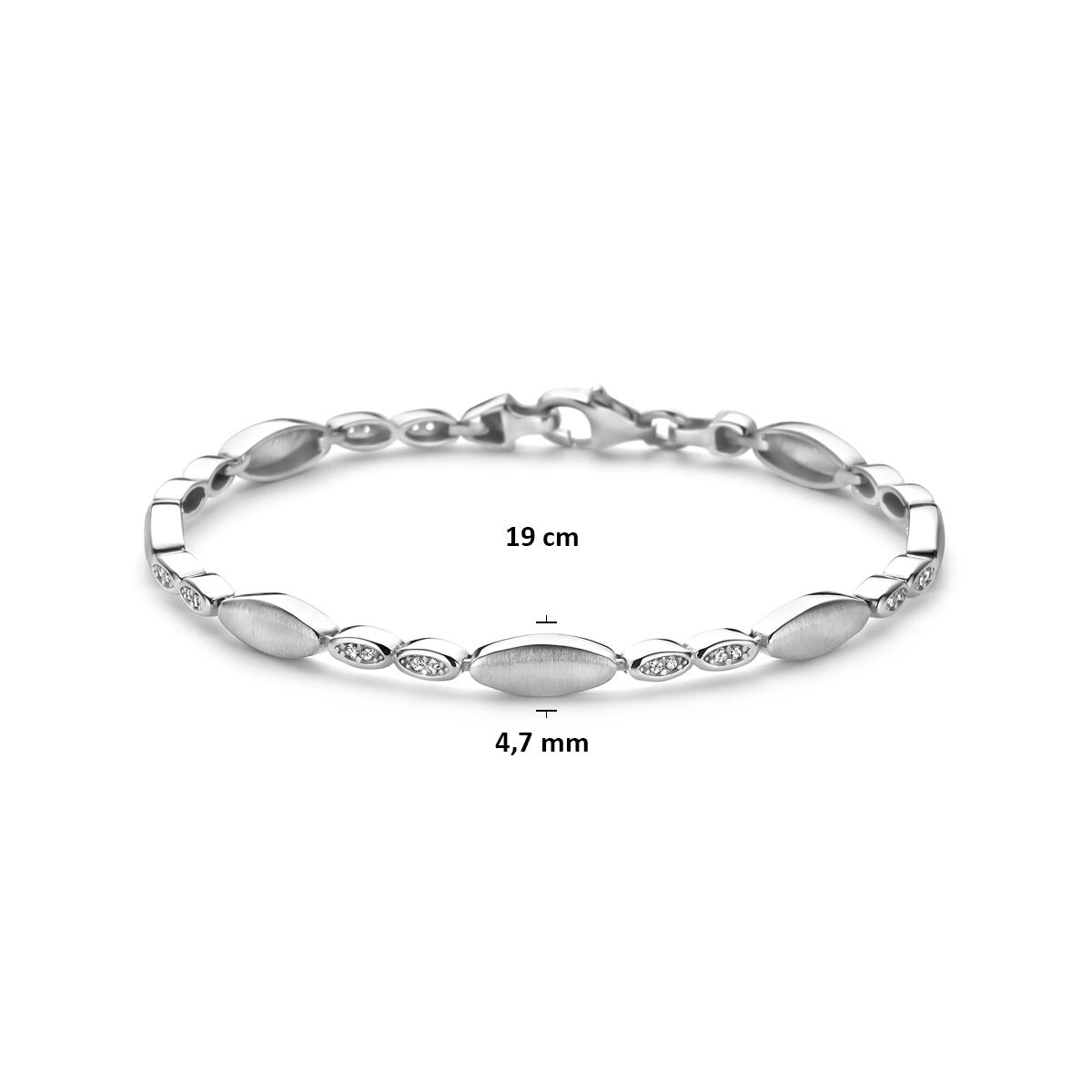Damen-Silberarmband mit Zirkonia rhodiniert 4,7 mm 19 cm