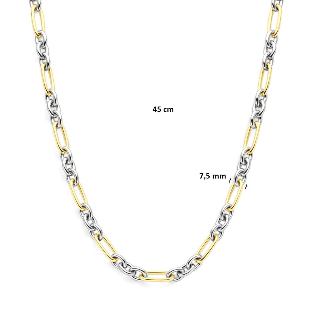 14k Geelgouden en zilveren ankercollier