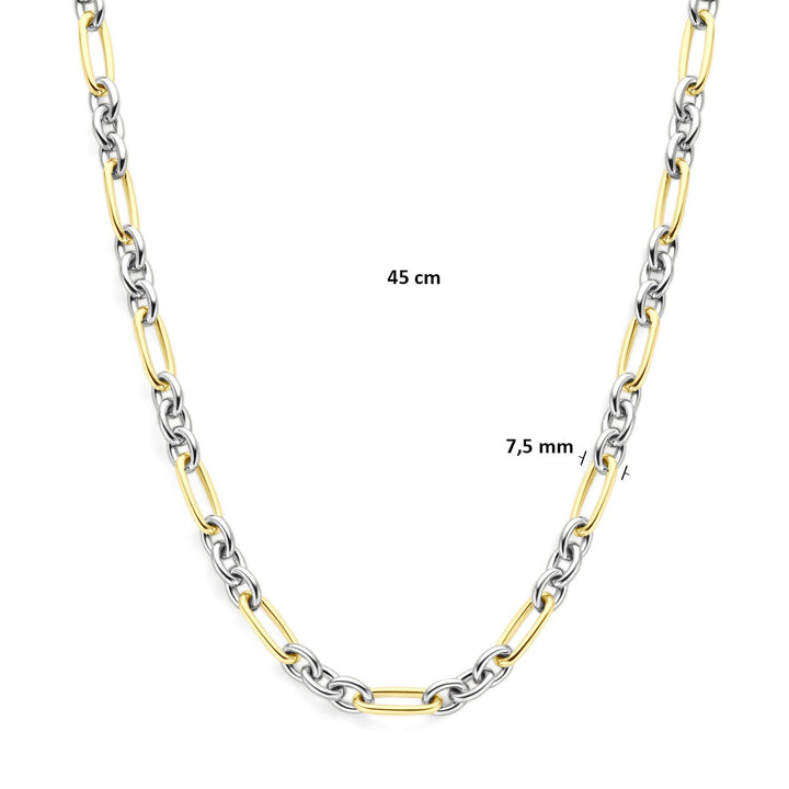 14k Geelgouden en zilveren ankercollier