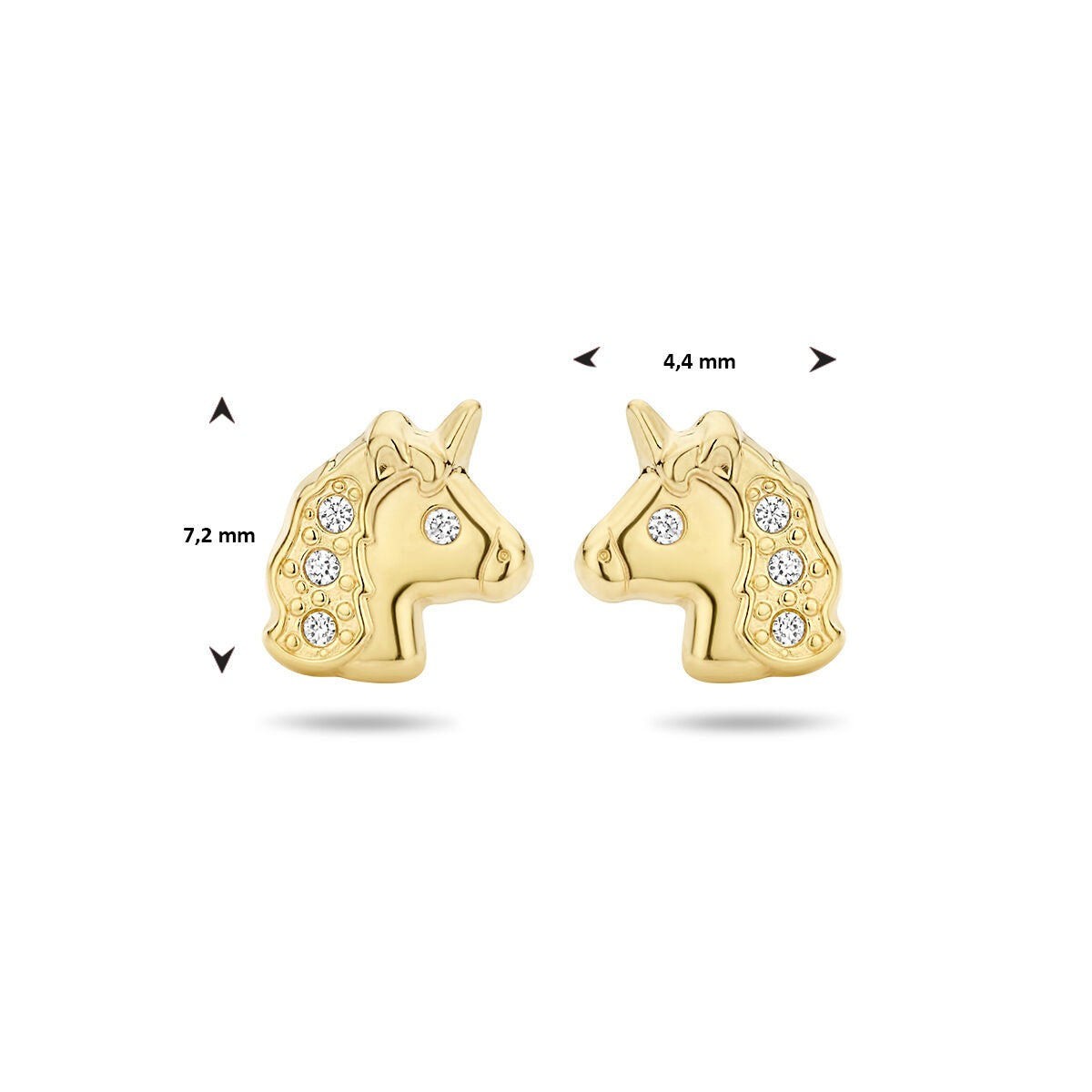 14k Gelbgold Kinder-Ohrstecker mit Zirkonia – Tierdetail