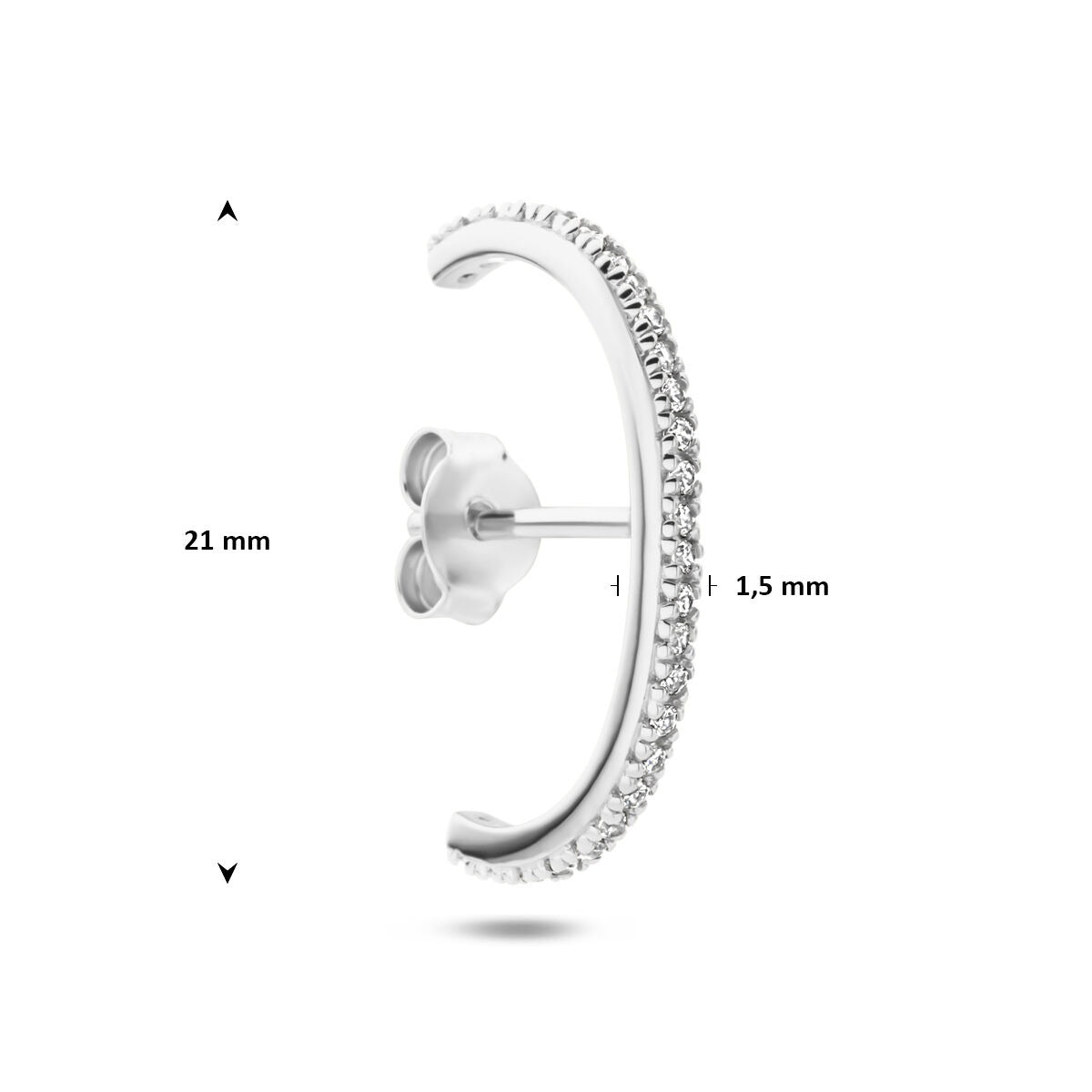Rhodinierter 925er Silberohrring mit Zirkonia