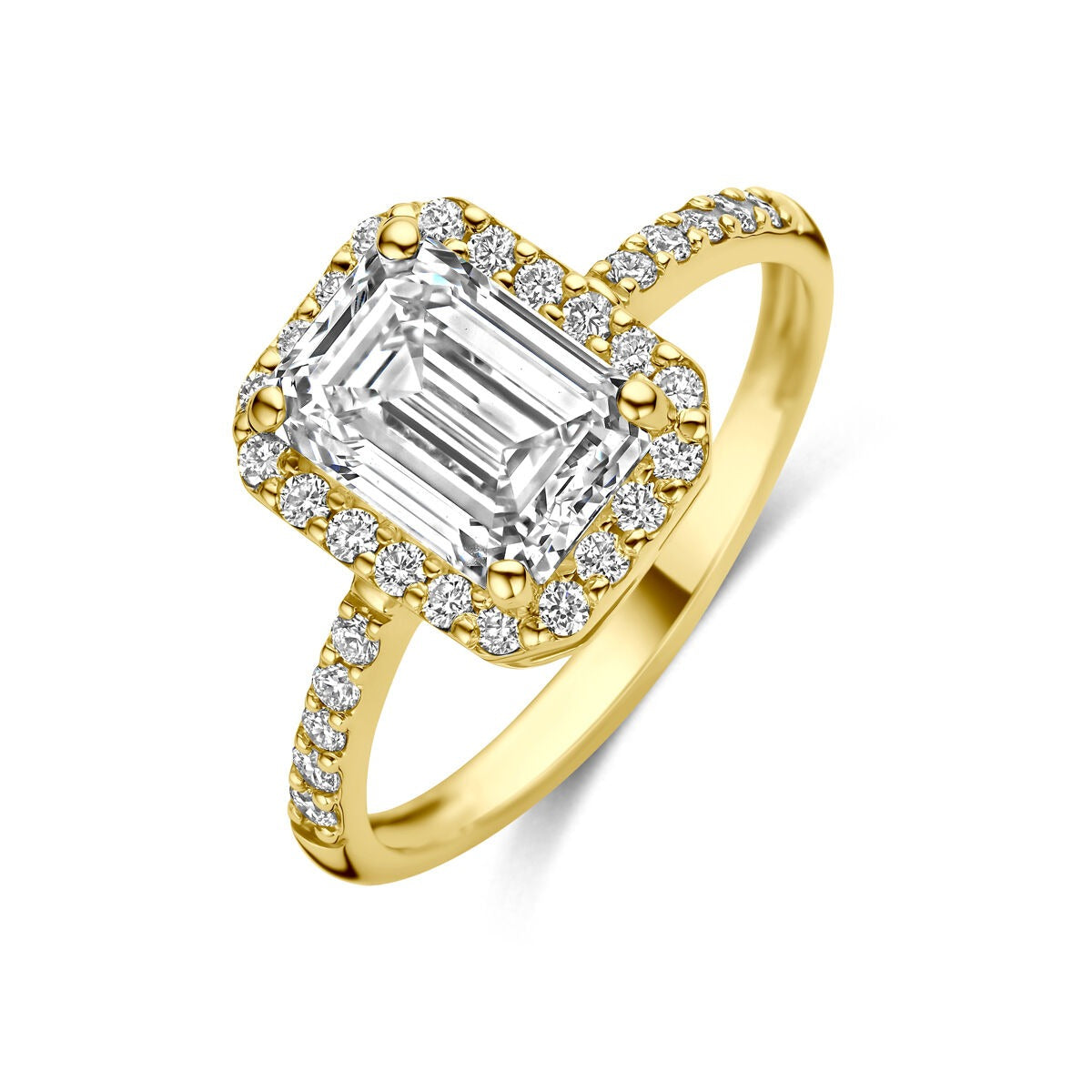 14K Gelbgoldring mit im Labor gezüchtetem Diamant