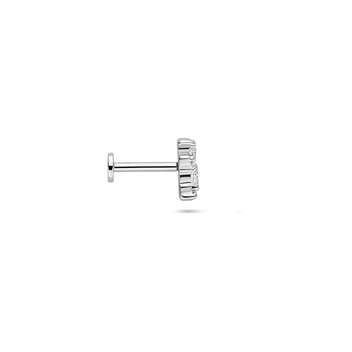 Rhodinierter Flat-Back-Piercing aus Silber mit Zirkonia in Chatonfassung