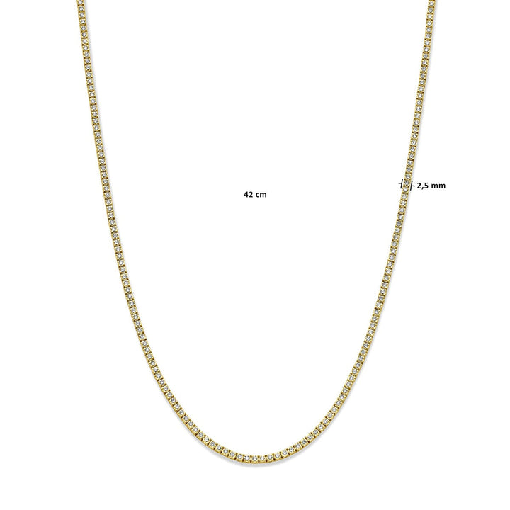 Tennishalskette Diamant 5,00 ct H SI 2,5 mm 42 cm 14 K Gelbgold