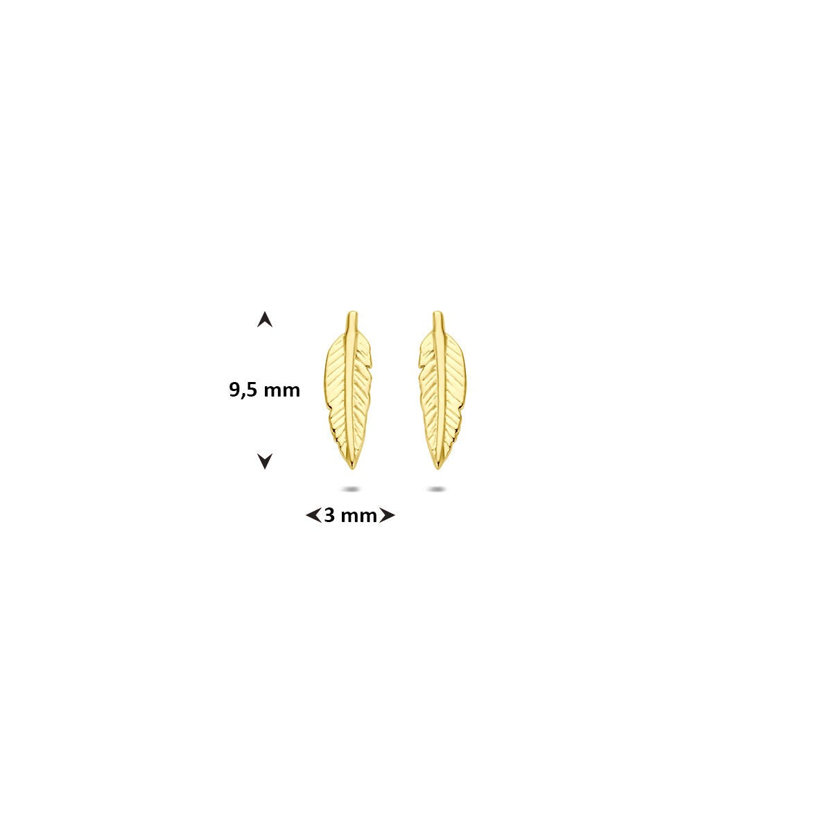 9 Karat Gelbgold Ohrstecker – blattförmiges Design