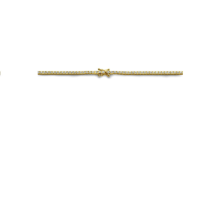 Tennishalskette, Lab-Grown-Diamant, 3,00 ct g, Si 2,2 mm, 42 cm, 14-karätiges Gelbgold