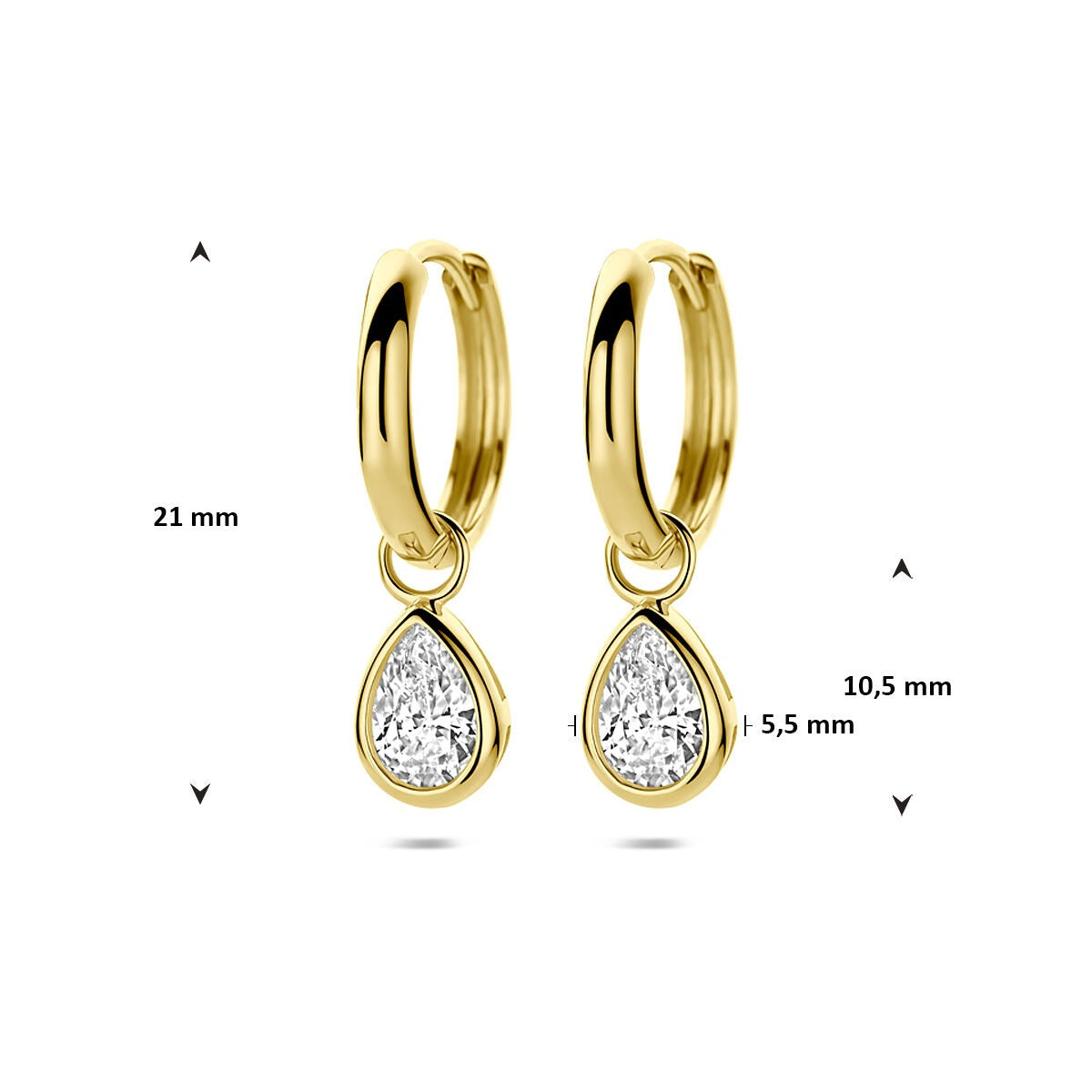 14k Gelbgold-Ohrringe mit birnenförmigen Zirkonia
