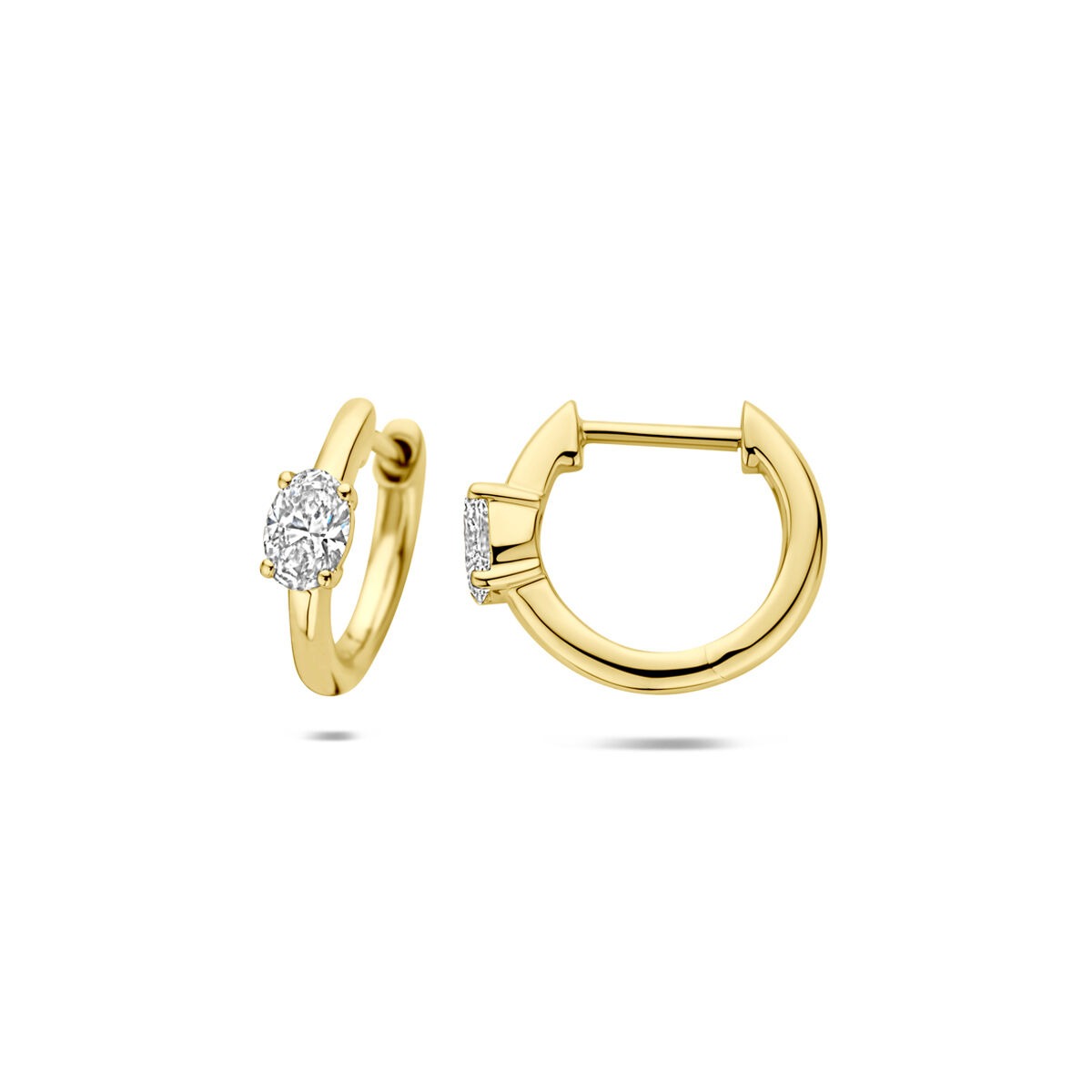 14 Karat Goldohrringe mit im Labor gezüchtetem Diamanten