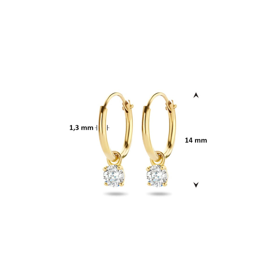 Ohrringe mit Anhänger Zirkonia 14K Gelbgold