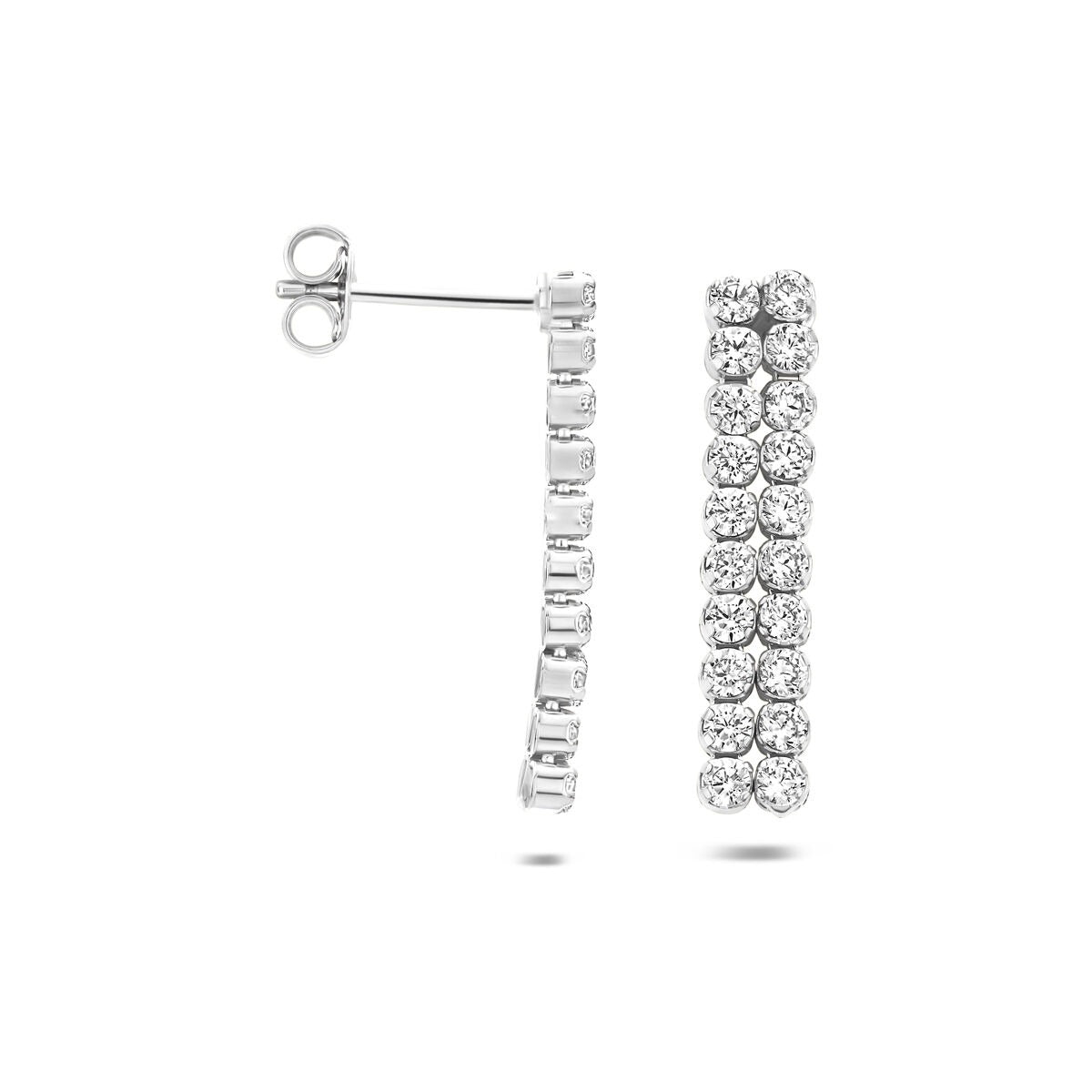 Rhodinierte 925er Silber-Ohrhänger mit Zirkonia 24 x 5 mm