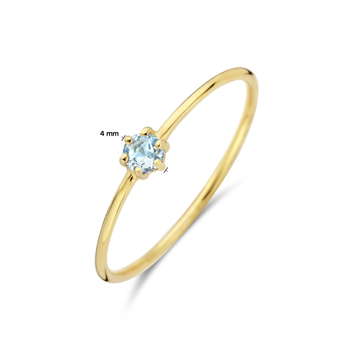 14k Gelbgoldring mit Aquamarin – Brillantschliff