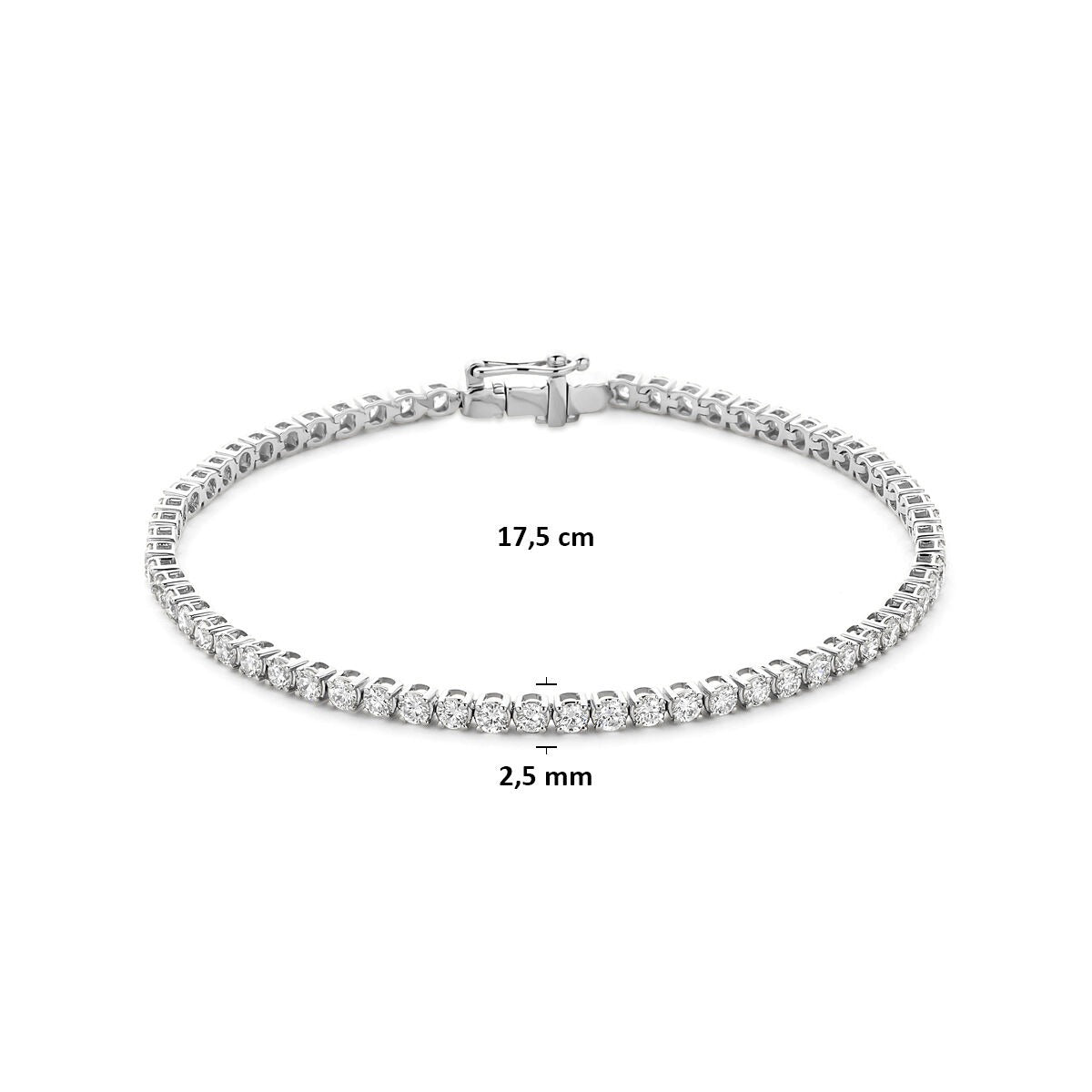 14 K Weißgold Tennisarmband mit im Labor gezüchteten Diamanten