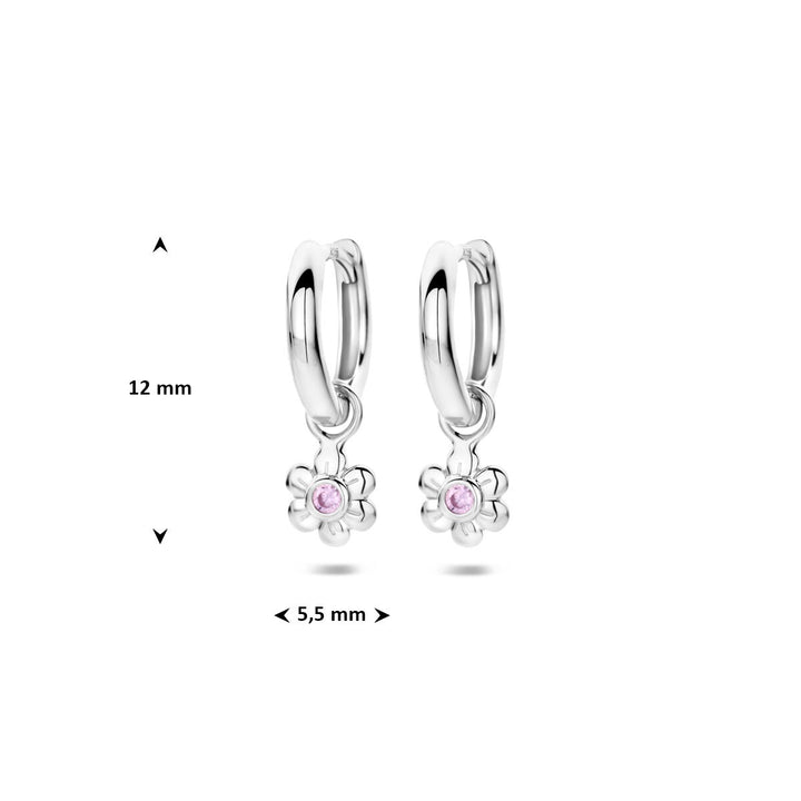 Ohrringe Blume rosa Zirkonia Silber rhodiniert