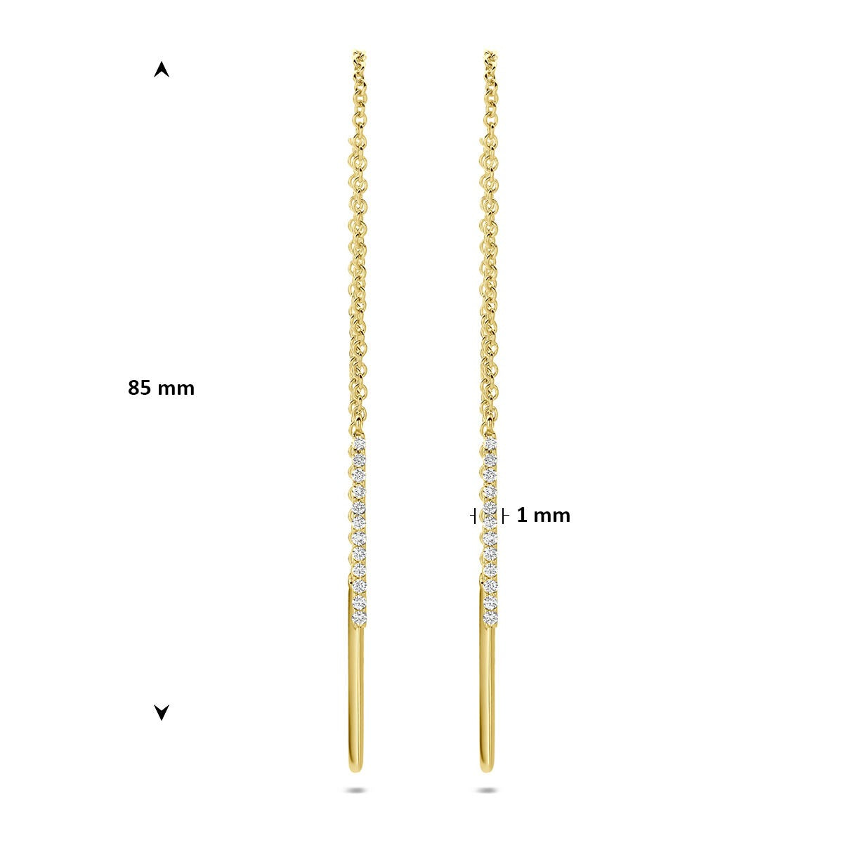 14k Gelbgold Durchziehohrringe mit Diamant