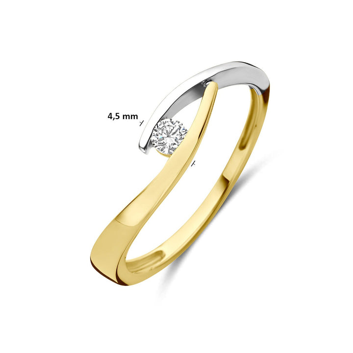 9k Bicolor gouden ring met zirkonia