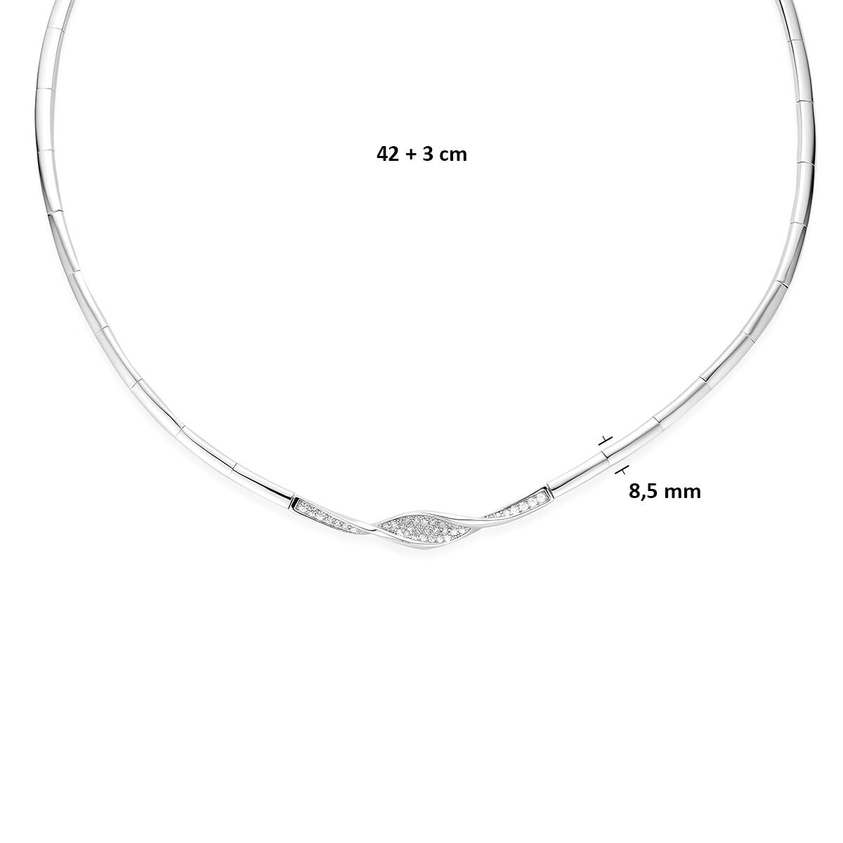 Rhodiniertes 925er Silbercollier mit Zirkonia