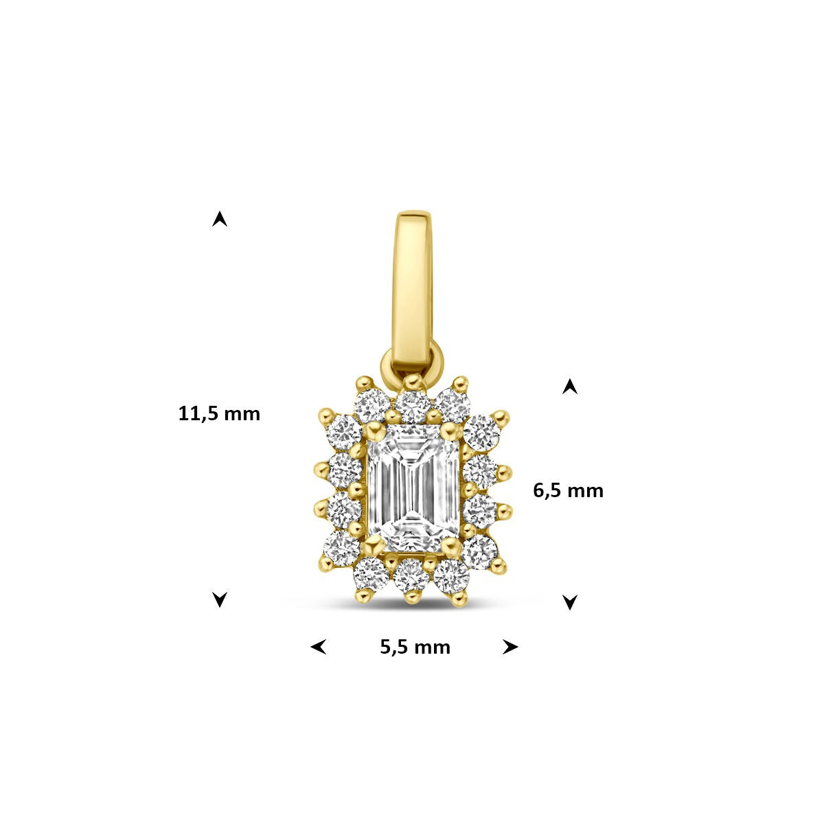 14K Gelbgoldanhänger mit im Labor gezüchtetem Diamanten