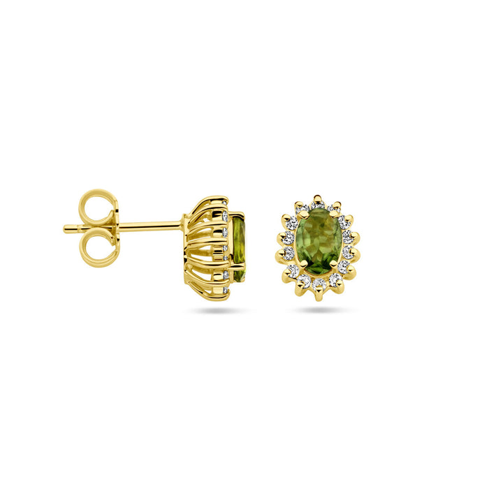 Ohrstecker Turmalin und Diamant 0,22 ct (2x 0,11 ct) h si 14K Gelbgold