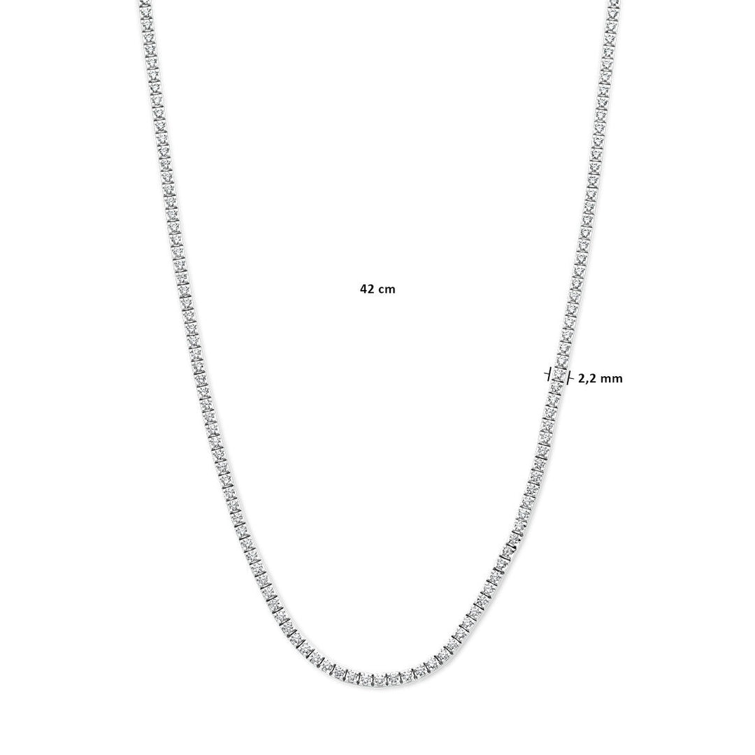 Tennishalskette, Lab-Grown-Diamant, 3,00 ct g, Si 2,2 mm, 42 cm, 14 K Weißgold