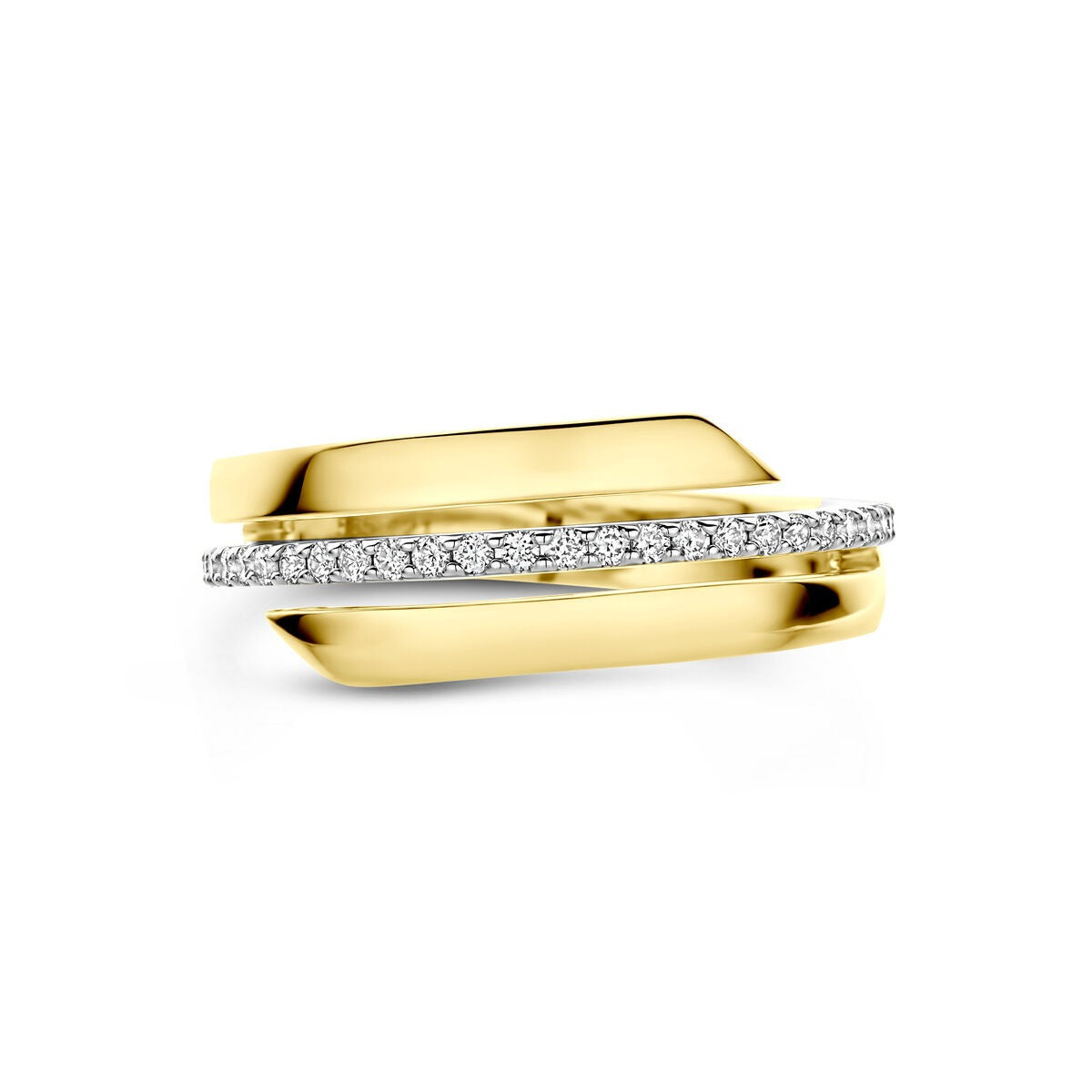 14K zweifarbiger Goldring mit Diamant 0,21 ct