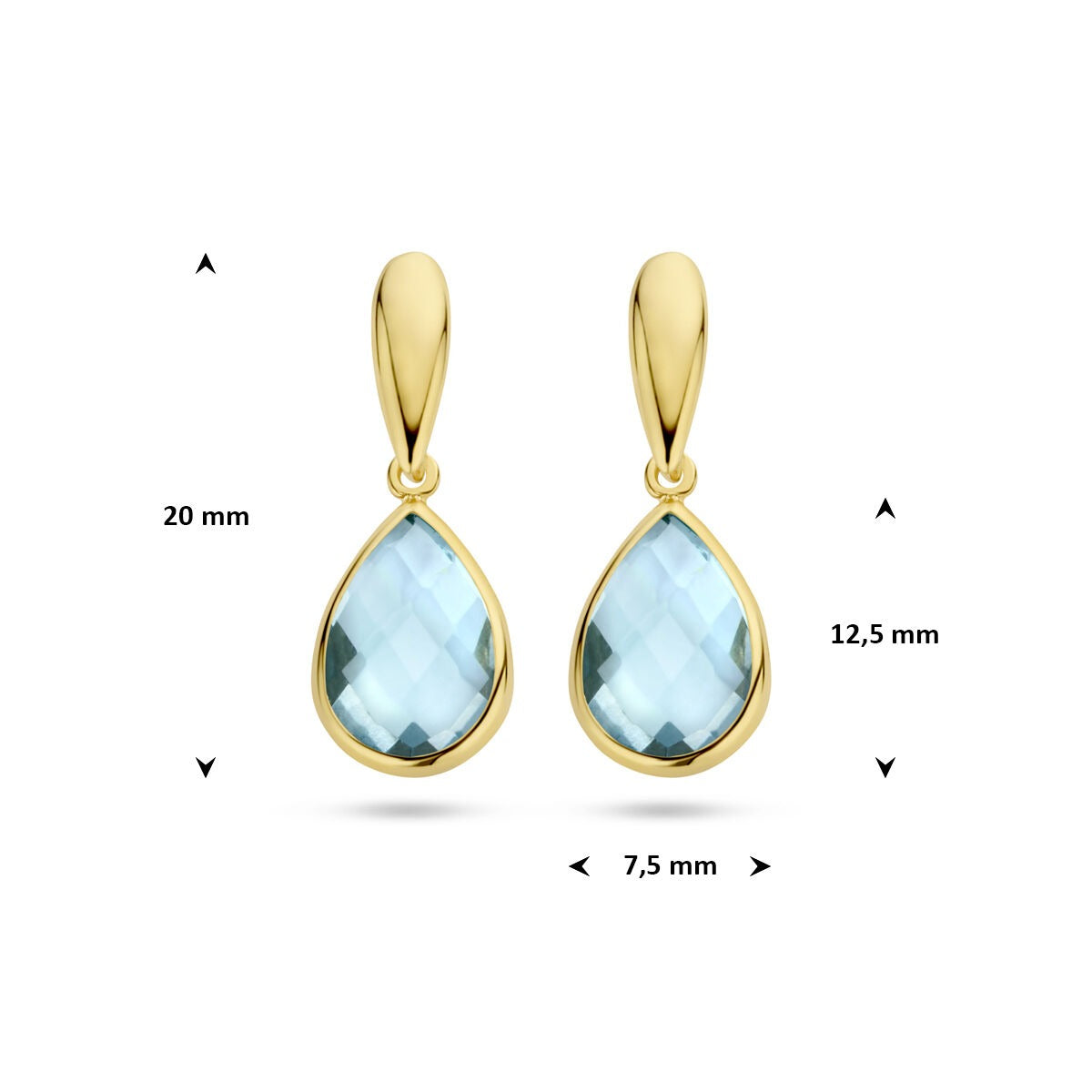Ohrhänger aus 9 Karat Gelbgold mit blauem Topas