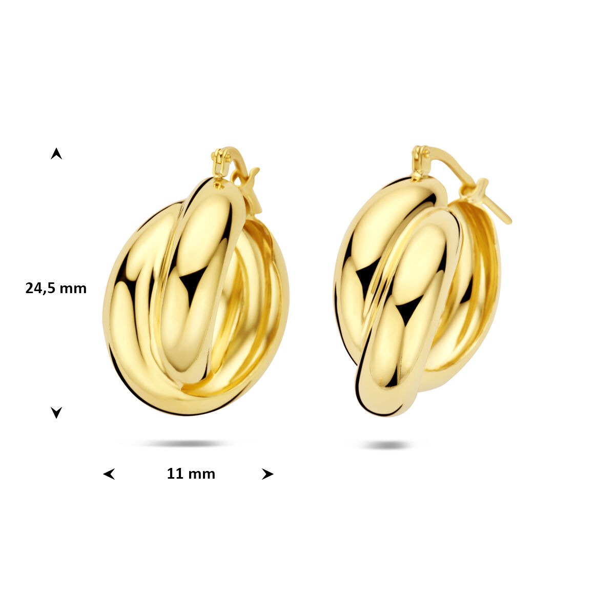 Vergoldete 925er Silberohrringe 24,5 x 11 mm