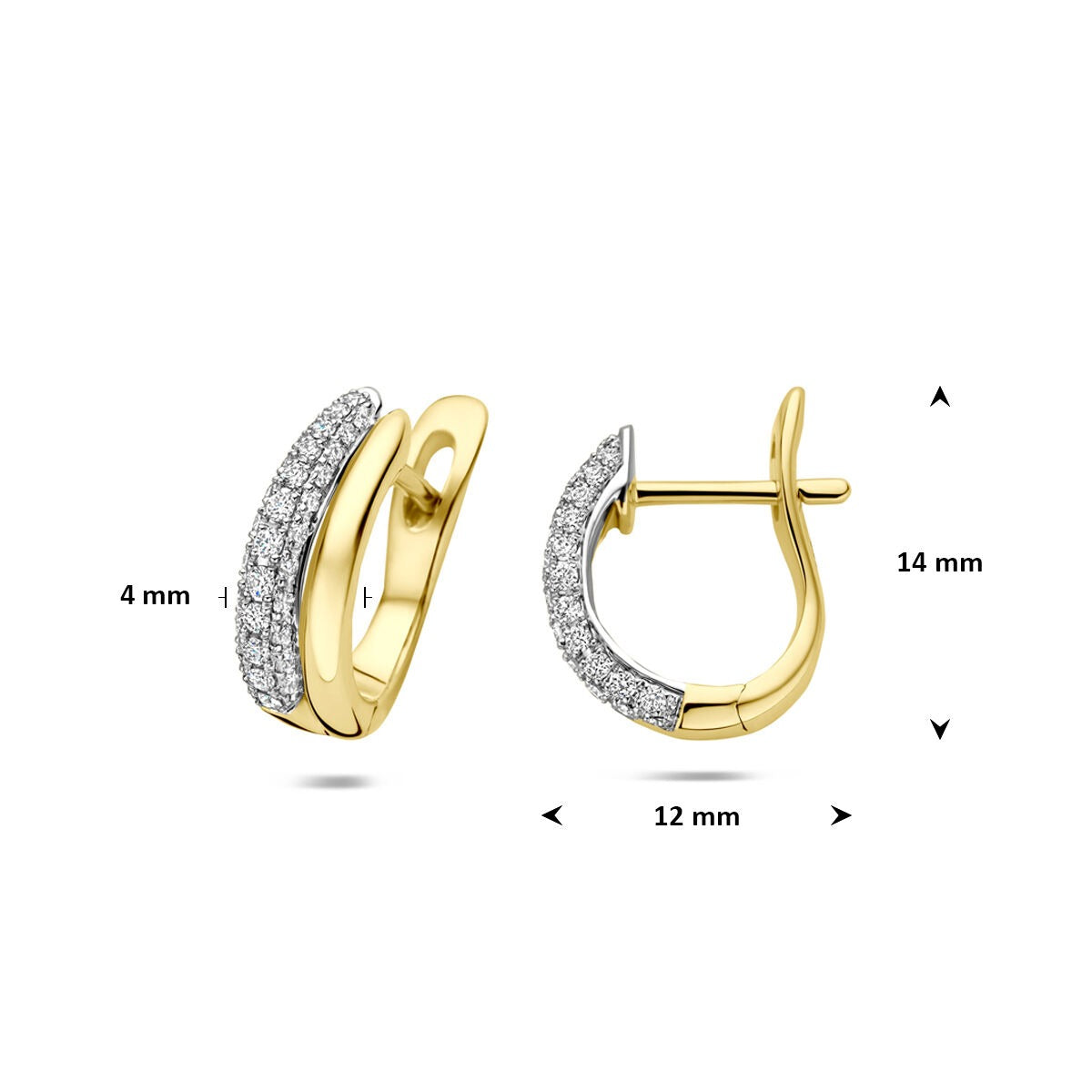 14 Karat Bicolor Gold Ohrringe mit Diamanten