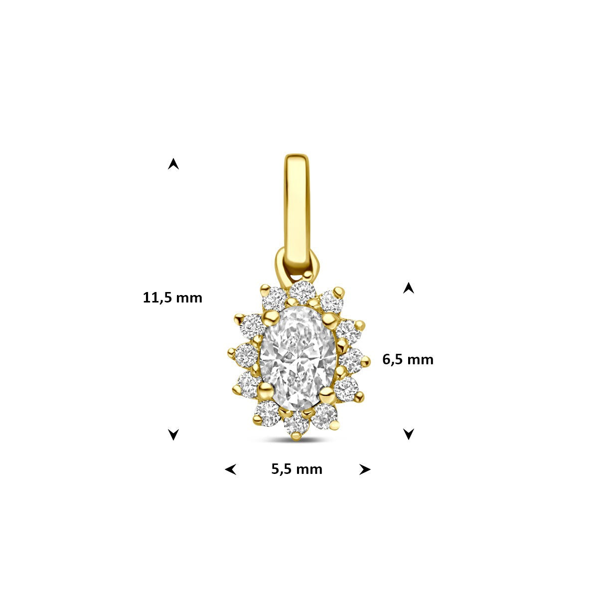 14k Gelbgoldanhänger mit im Labor gezüchtetem Diamanten 0,21 ct
