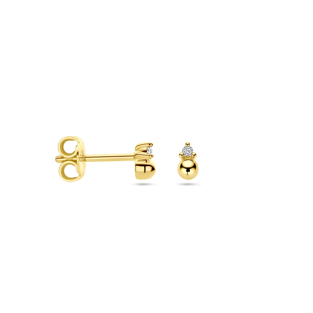 14k Gelbgold Ohrstecker mit Kugel und Diamant