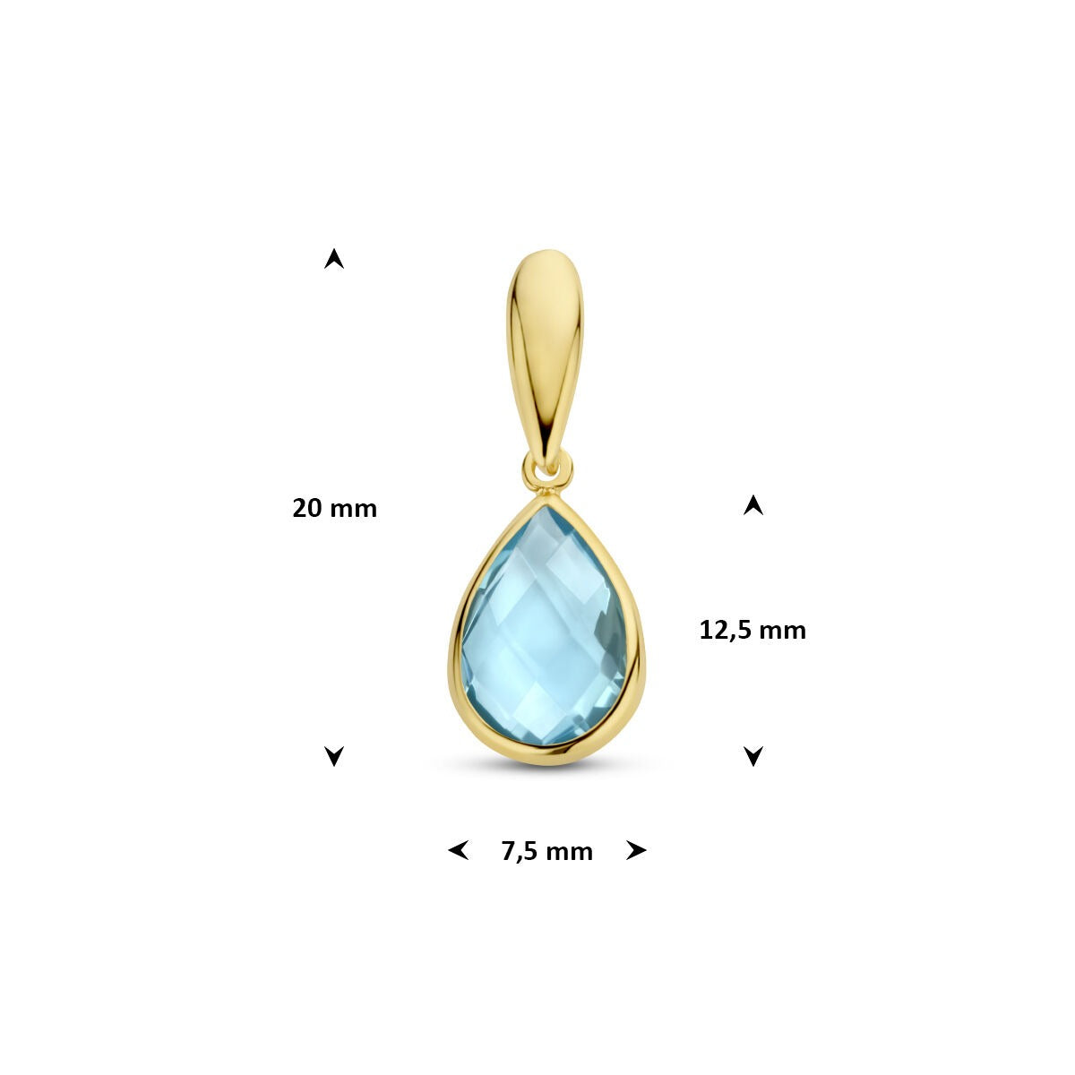 9 Karat Gelbgoldanhänger mit blauem Topas