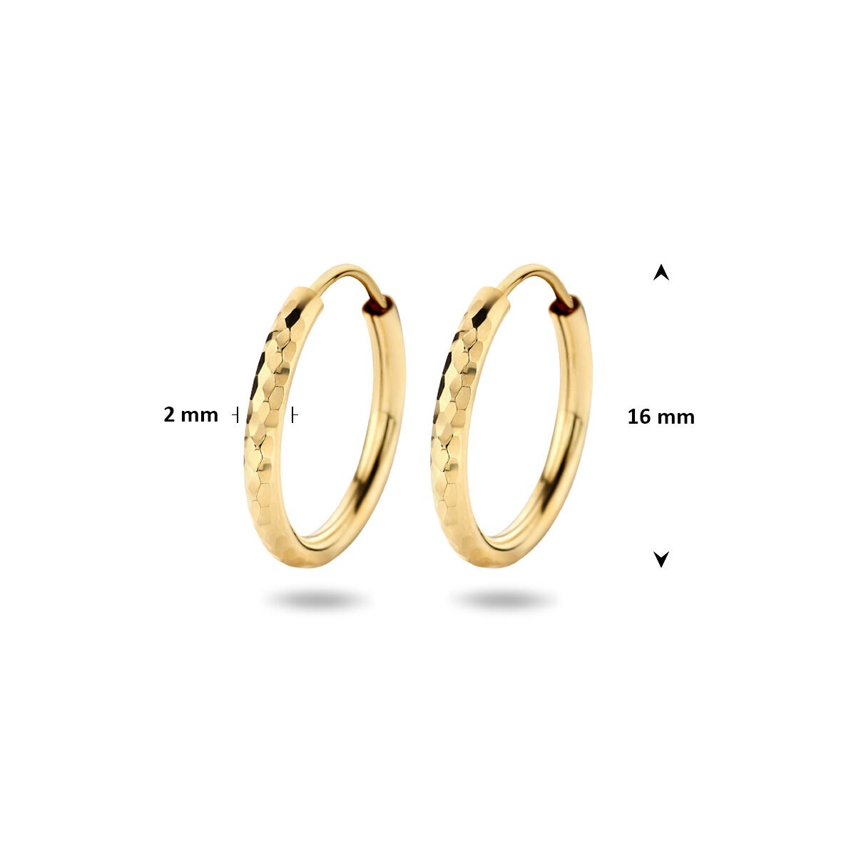 Ohrringe rundes Rohr diamantiert 14K Gelbgold