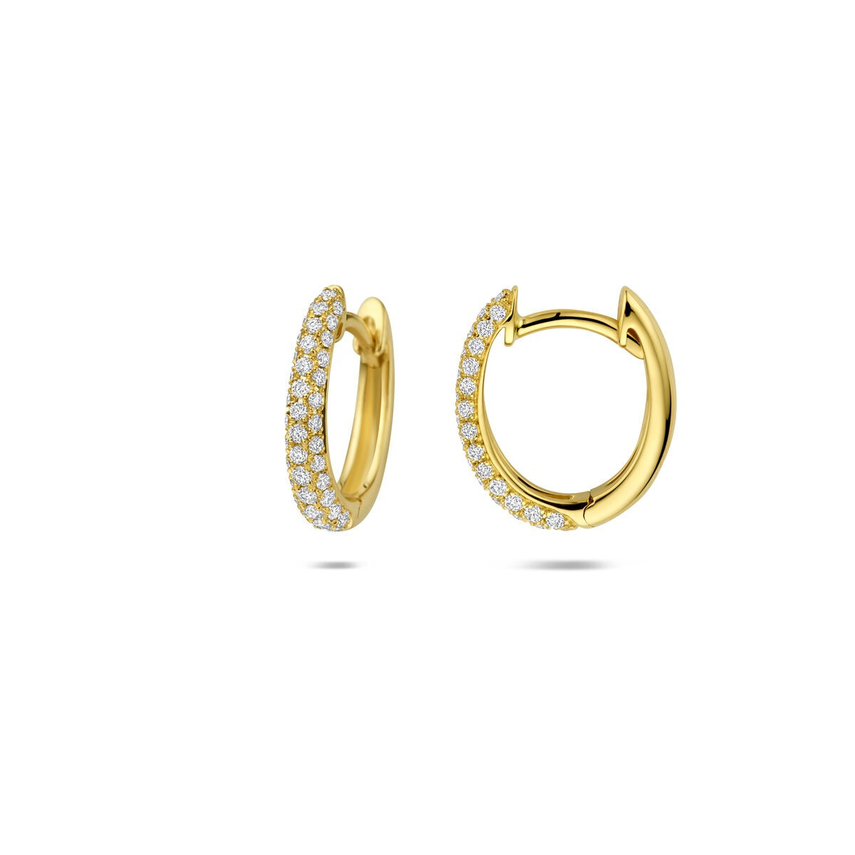 14 Karat Gelbgold Klappcreolen mit Diamantreihe