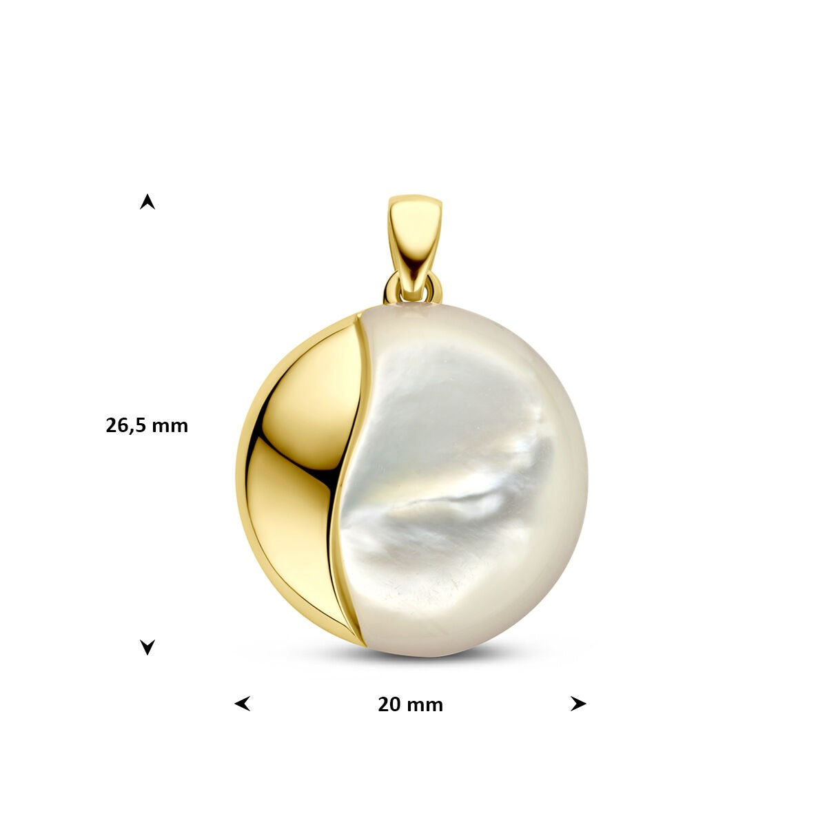 14k Gelbgoldanhänger mit Perlmutt 20 mm