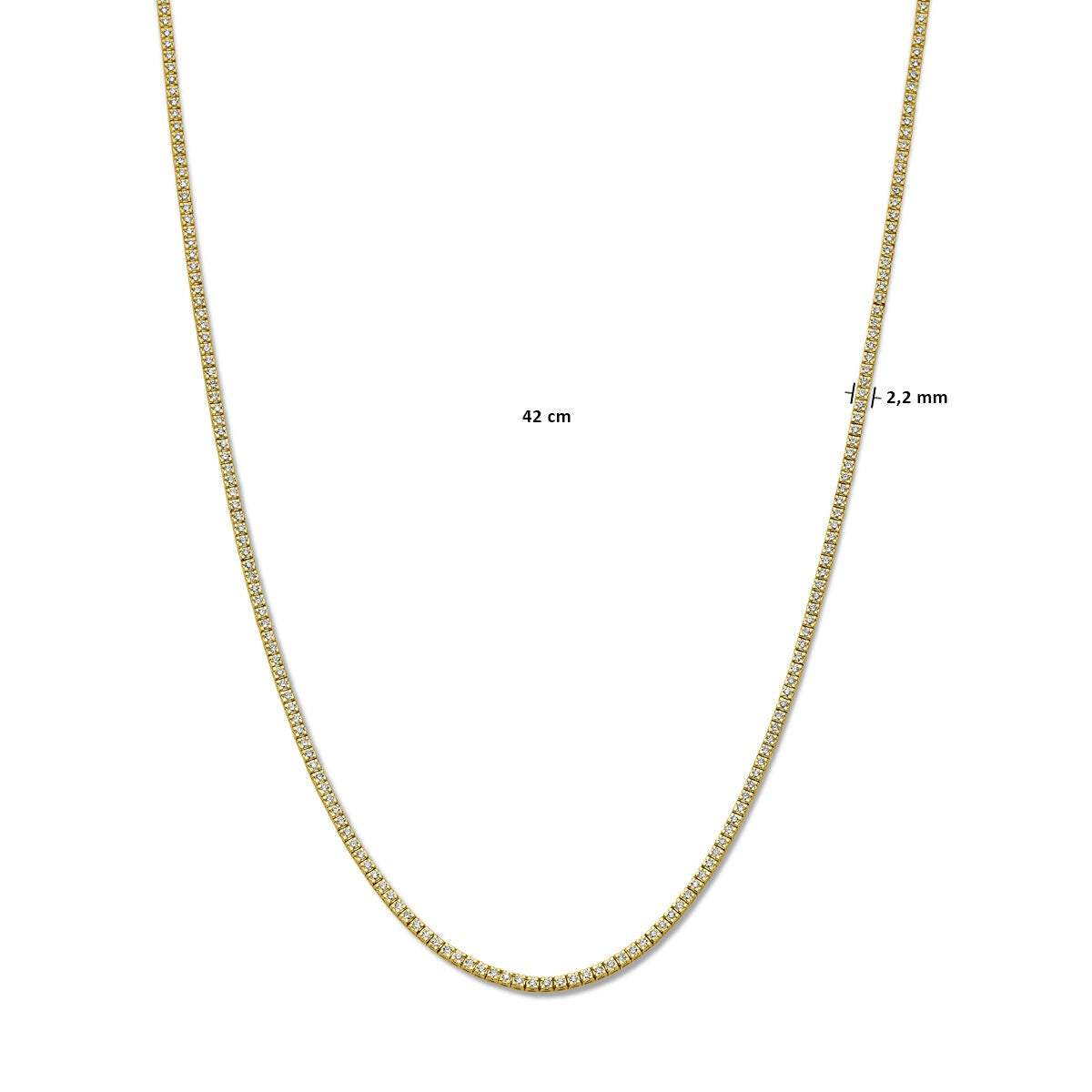 14k Gelbgold Tennis-Collier mit im Labor gezüchteten Diamanten – 3.00ct