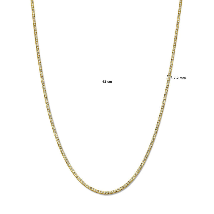 Tennishalskette, Lab-Grown-Diamant, 3,00 ct g, Si 2,2 mm, 42 cm, 14-karätiges Gelbgold