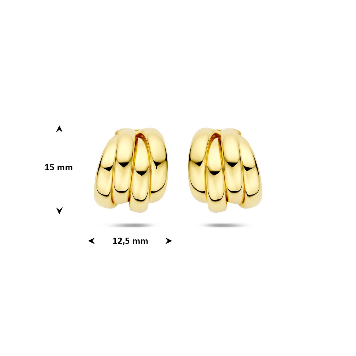 Vergoldete 925er Silber Ohrstecker 15 x 12,5 mm